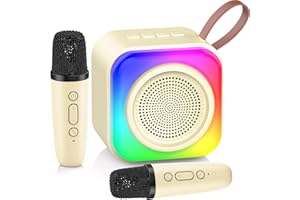VESMIGA Kids Karaoke Machine 2 Microphones - Birthday Presents Gift for Girls Age 3 4 5 6 7 8 9 10 11 12 - Halloween Christmas Xmas Toys for Kids, Daughter, Niece, Granddaughter Teen Girls (Beige)