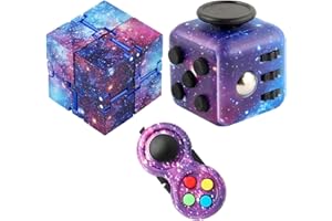KFSCIP 3 Pcs Fidget Toys, Fidget Toys For Kids, Fidget Cube, Infinity Cube, For Adults & Kids, Silent Plastic Fidgets With Multiple Manipulation Features