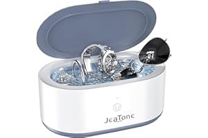 JeaTone 46KHz Nettoyeur Ultrasons Professionnel 600ml Bac Ultrasons Portable pour Le Nettoyage Profond de Bijoux, Lunettes, Montres, Attelles Dentaires, Dentier, Têtes de Rasoir et Pièces de Monnaie
