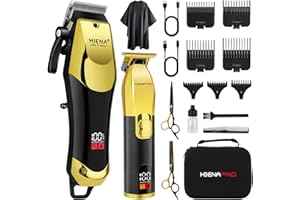 HIENA PRO Set di Tagliacapelli Uomo Professionale, Elettrico Tagliacapelli Uomo e Tagliabordi Kit, Ricaricabile Macchinetta Taglio Capelli Uomo Con Display Intelligente a LCD