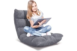 ‎RELAX4LIFE RELAX4LIFE Bodenstuhl Faltbar, Lazy Sofa, Meditationsstuhl, Bodensessel mit Verstellbarer Lehne, für Zuhause oder Büro, Farbewahl (grau)