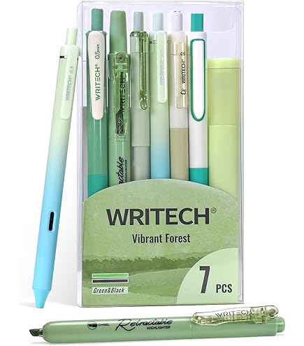 KACO POPUP Gel Pens - 6 Black Ink Pens + 6 Refills | 0.5mm Tip, Quick-Drying & Smudge-Proof For Journaling