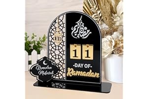 YIMAKJ Neuer Ramadan Kalender 2024, DIY Ramadan Deko aus Acryl, Eid Mubarak Kalender Dekoration, Ramadan Kalender Kinder, Ramadan Mubarak Deko Wohnzimmer, Eid Mubarak Geschenke (Schwarz)