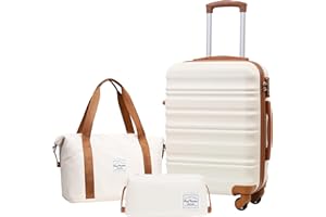 LONG VACATION Koffer handgepäck Trolley Gepäck, Reisekoffer Set Reise Hartschalen Trolley 4 Rollen TSA-Schloss Der Koffer Enthält 1 Reisetasche und 1 Kulturbeutel