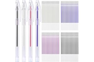 AYWFEY Penne Termiche cancellabili, Pennarello Per Tessuti Cancellabile a 4 Colori Con 60 Ricariche, Penna Per Tessuto per Quilting e Cucito, Sartoria, Cucito Personalizzato, Vari Colori di Tessuto