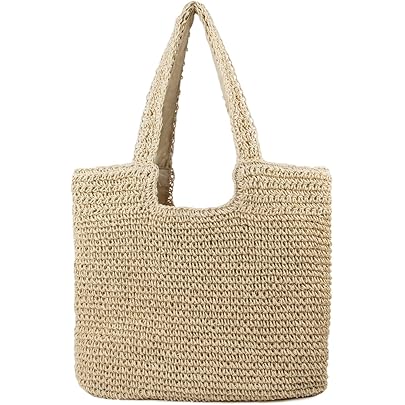 Borsa In Paglia Naturale - Tote Bag Intrecciata, Per Donne, Ideale Per Estate E Giardino