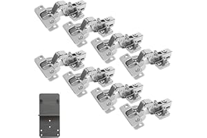 LOOTICH 110 Degree Inset 35mm Soft Close Hinges with Hydraulic Damper for Kitchen Cabinet Cupboard Wardrobe Door Automatic Hinges with Cushioning European Type Pack of 8 with Drilling Template