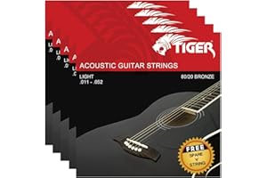 TIGER Struny do gitary akustycznej, 5 sztuk, super lekkie (11 – 52) zestaw