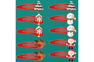 QUOHE Pinzas de Pelo Navidad, 10 Piezas Clips de Pelo Horquillas de Navidad Accesorios de Peinado para Niña Bebe Niños Damas, Navideños Hebillas Pinza para Cabello Regalo Decoración Navideña (Rojo)