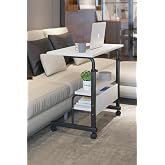 Dehalimited 80x40 Height Adjustable Shelf Lockable Portable Laptop Stand and Work Table White