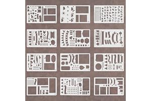 FSTTRE 12 Stück Bullet Journal Schablonen Stencils Set Malen Schablone DIY Tagebuch Zeichenschablonen Wiederverwendbare Zubehör Malschablonen für Notizbuch Scrapbook Journal Kinder Home Dekoration