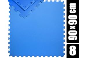 ‎EYEPOWER eyepower 1.2 cm Thick: 8x Floor Protection Mat 90 x 90 - 6.5 m² Pool Underlay Outdoor Sports Mat Puzzle Mat Pool Cross Trainer Treadmill Mat Paddling Pool Underlay for Garden Pool Mats Under Swimming