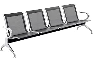 PrimeMatik - Chaises sur Poutre pour Salle d'attente avec 4 sièges Ergonomique Noir