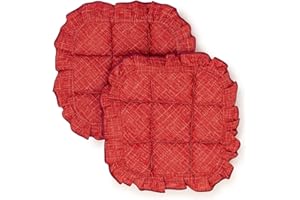 PARAMAISON Cuscini Coprisedia Shabby Chic Unito, Set da 2 pezzi, Trapuntato, Imbottito, Fissaggio con 4 Alette, Sfoderabile, 40x40 cm, Vari Colori