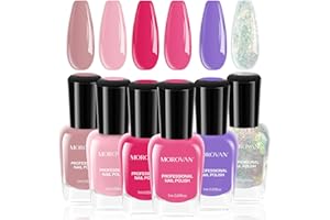 Morovan Smalto Unghie Set: Rosa Glitter Quick Dry Kit Smalto Per Unghie Regolare Bulk 0.25 oz Finger Smalto Unghie Normale Pack Lucido Unghie a Casa Smalti Per Unghie Regali per le Donne