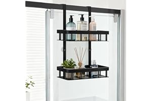 Acsatont Duschablage zum Hängen, Duschregal mit Duschkörben zum Hängen, mit Saugnapfbecher, Stabil, Duschregal ohne Bohren für Shampoo, Duschwand, Halterung Dusche Duschkorb Halterung (2 Stockwerke)