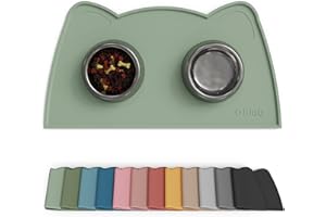 OHMO Alfombras para Comederos Perros y Gatos, Impermeable,(Verde Claro, 46x25cm), Alfombrilla Silicona de Mascota