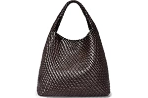 Oscaurt Woven Leather Tote Bag for Women - Ladies Handbag Shoulder Bag With Pouch Purse - Shopping Top-Handle Bag