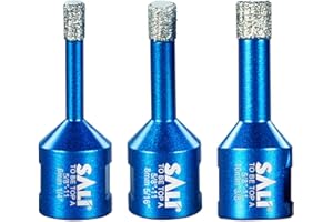 SALI Diamond Dry Drill Tile Drill Bit 6 8 10 mm 3 Pieces M14 Thread Diamond Drill Glass Drill Set Hole Saw for Ceramic, Granite, Porcelain, Tiles, Porcelain Stoneware, Masonry, Marble, for Angle Grinders