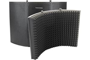 DOCKIN® 𝗣𝗥𝗘𝗠𝗜𝗨𝗠 Mikrofon Pop Filter Isolation-Schallschutz mit hochdichtem Akustikschaumstoff, 3 Seiten Isoliermatte Studio Equipment Panel Schalldämmung für alle Mikros