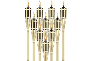 UISEBRT Set da 24 Fiaccole per Giardino, Torce da Giardino per Esterni, Fiaccola ad Olio in bambù con Stoppino, Torce a Olio Decorative, Accensione ad Olio, Altezza: 90 cm