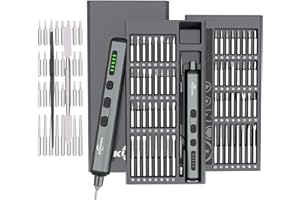 KUNLUN 68 en 1 Destornilladores Eléctricos, Juego de Destornilladores de Precisión Electrico con 64 Puntas de Precisión Magnéticas，5 Velocidades de Par de Giro y LED para Phone, Ordenador, Relojes