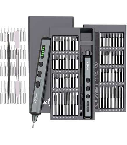 KAIWEETS Kit Cacciaviti Elettrico 70 In 1 Con 64 Punte S2 E 5 Coppie – Per Riparazioni Di Precisione