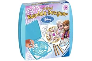 RAVENSBURGER ORIGINAL MANDALA DESIGNER Ravensburger Mandala Designer Mini Frozen 29835, Zeichnen lernen mit Anna und Elsa für Kinder ab 6 Jahren, Kreatives Zeichen-Set mit Mandala-Schablone für farbenfrohe Mandalas