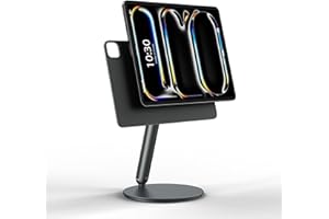 LULULOOK Soporte magnético para iPad Pro de 11 pulgadas M4 (2024), plegable iPad Pro con base giratoria de 360°, ajustable, portátil, magnético, soporte de escritorio, de aleación de aluminio