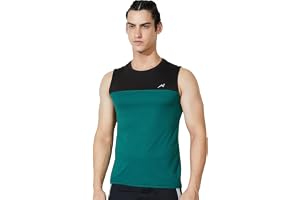 Amazon Brand - Symbol Men's Polyester Color Block Active Regular Fit Sports | Round Neck | Sleeveless T-Shirt