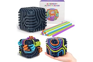Kuvarix 3D Sensorik Spielzeug mit 14 Silikonfäden, Silikon Sensorik Activity Board, Sensorisches Spielzeug zur Beruhigung, Angstzuständen, ADHD und Autismus (Blau)