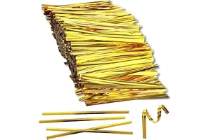 Cfcyhla 1 000 stycken Twist Ties metalliska bindband stängning för påsar guld bindband påsklämmer stängningsremsor bindremsor för bageri godispåsar kakor choklad (9,9 cm)