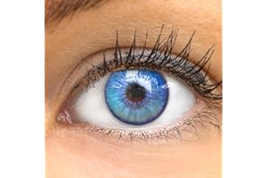 glamlens Lenti a contatto colorate blu Canaria Blue - con porta lenti a contatto - blu naturali in silicone idrogel - 2 pezzi - DIA 14,20 - senza correzione 0.00 diottrie lente a contatto