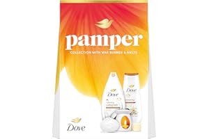 Dove Pamper Collection Gift Set with a body wash, bath soak, beauty bar, Wax Burner & Melts perfect gifts for her 3 piece