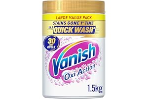 Vanish Stain Remover, Gold Oxi Action Powder, 1.5kg, Restores Whites and Protects Laundry from Greying, Removes Stains, Odours Laundry Detergent Leave Behind, Bleach Free