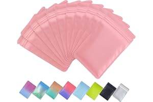 Plaphy 100 Bolsas Zip Herméticas Planas, Bolsas Mylar Coloridas con Cierre Resellable, Bolsas de Aluminio Autocierre para Empaque, Organización y Almacenamiento de Alimentos (Rosa, 12 x 20 cm)