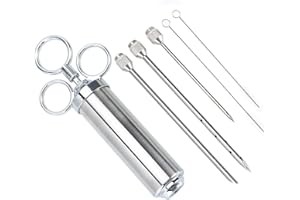 INTIRILIFE Marinierspritze in Silber – Edelstahl Spritze für Grill Gewürze, Marinaden, Braten, BBQ UVM. – Marinadenspritze Bratenspritze Fleischspritze Grillspritze