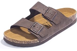 FITORY Herren-Sandalen mit Fußgewölbeunterstützung, Pantoletten mit verstellbaren Schnallenriemen und Kork-Fußbett für den Sommer, Größe 40–47
