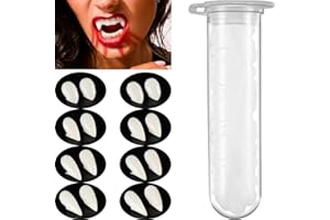 DASHUAIGE 8 Pairs of White Vampire Teeth, Dentures Halloween Cosplay Props with Tooth Adhesive for Halloween Costume Party… (white)