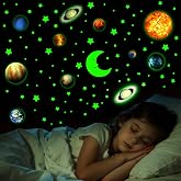 Gsrhzd Estrellas Fluorescentes para Techo, 522 Piezas | Estrellas Fluorescentes Luna Sistema Solar Pegatinas Brillan Oscurida