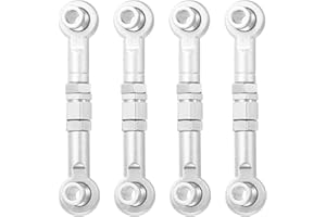 sourcing map 4 Pcs Steering Servo Turnbuckle Rod RC Aluminum Alloy Linkages for HSP 1/10 94123 On-Road RC Car (Silver Tone, 38mm)