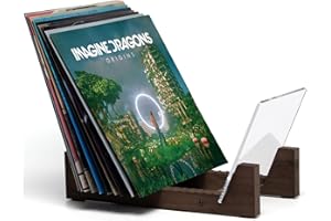 KAIU Schallplatten Aufbewahrung | Kiefernholz mit robustem transparentem Acrylhalter | Premium Design Geeignet für 12" LPs oder 7" | LP Aufbewahrungskoffer von 50 Records (Walnuss)