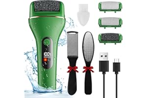 Lima Eléctrica Pies Durezas,Ribitek Profesional Quita Durezas para Pies Electrico Callos Pies Eliminar,Lima Pies Durezas Eliminar Recargable e Impermeable con 3 Rodillos y 2 Velocidades