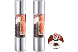 CREATE BEAUTY0 Macinapepe a doppia testa,Con doppio macinino per pepe e sale,Macinapepe manuale in acciaio inox,Macinapepe 2 in 1,per sale marino, pepe nero, pepe in grani di Sichuan, cumino e altre spezie（2 pezzi）