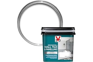 V33 Renovation Wall Tile & Panelling Paint - No Undercoat Needed - For High Moisture Surfaces - Resistant To Temperature Variations - White 750ml
