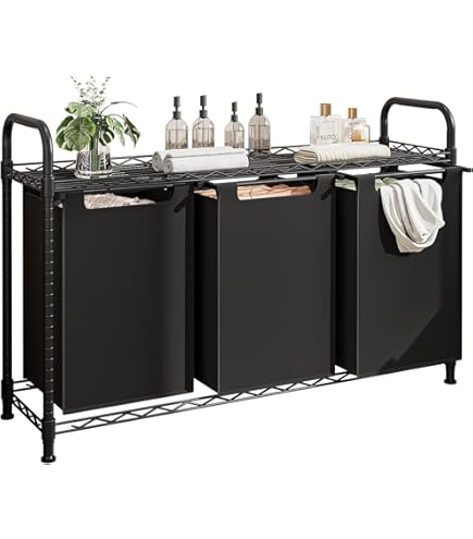 Cesta Biancheria A 2 Scomparti WOLTU - Con Sacchi Rimovibili, 40L, Nero - Foto 10