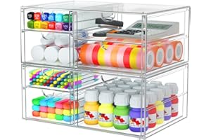 Caktraie 2 Pack Makeup Organizer Storage With 7 Drawers, Desktop Office Supplies, Desk Organizers, Clear Acrylic Plastic, Transparent