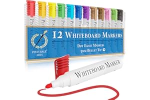 ‎PINTURALE ARTS Pinturale Arts Whiteboard Marker | 12 Whiteboard Stifte Abwischbar | 3mm Spitze | für Zuhause, Büro, Schule | Folienstift Abwischbar