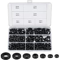 Swpeet 100-Piece Rubber Grommet Assortment - 8 Sizes White Firewall Hole Plugs For Wiring
