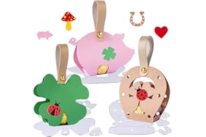 BETESSIN 3pcs Stanzschablone Box Weihnachten Neujahr Stanzform Schachteln Klein Glücksschwein Kleeblatt Stanzen Süßigkeiten Boxen Glücksbringer Geschenkbox Cutting Dies Metall Prägeschablone